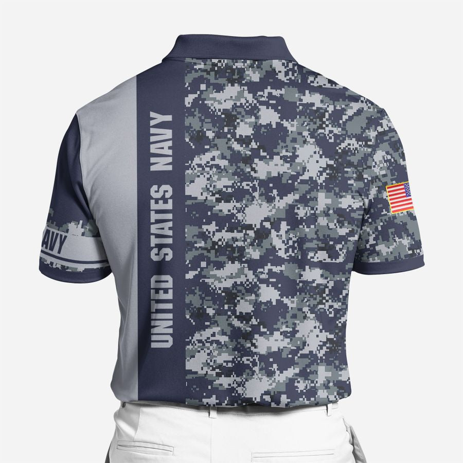 Premium Unique US Navy Veteran Polo All Over Printed Shirt For Man