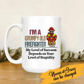 I'm A Grumpy Old Firefighter My Level Of Sarcasm Personalized T-Shirt, Best Gift For Firefighter