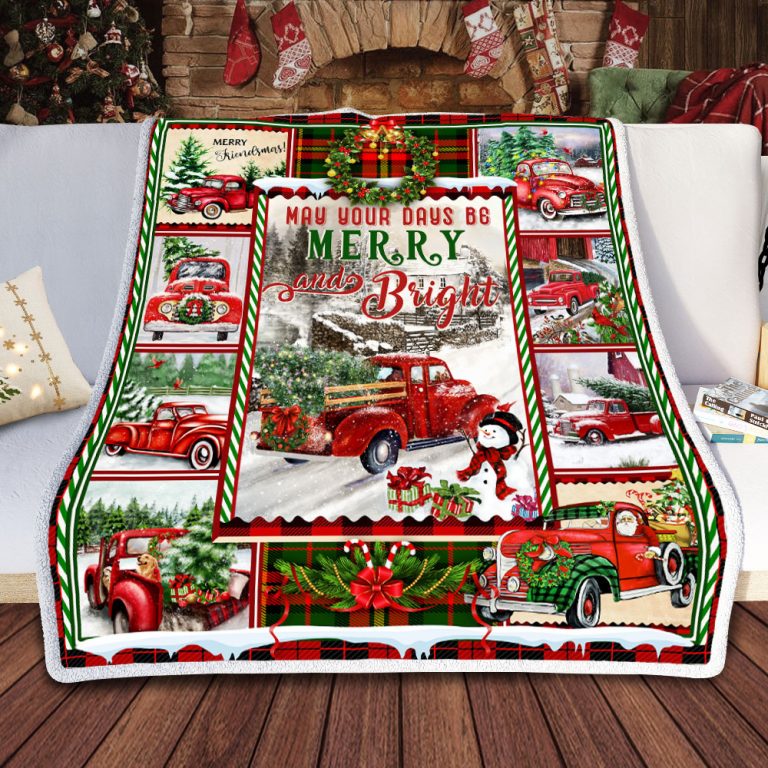 Custom Blanket Red Truck Christmas - Best Gift for Christmas - Sherpa Blanket DL