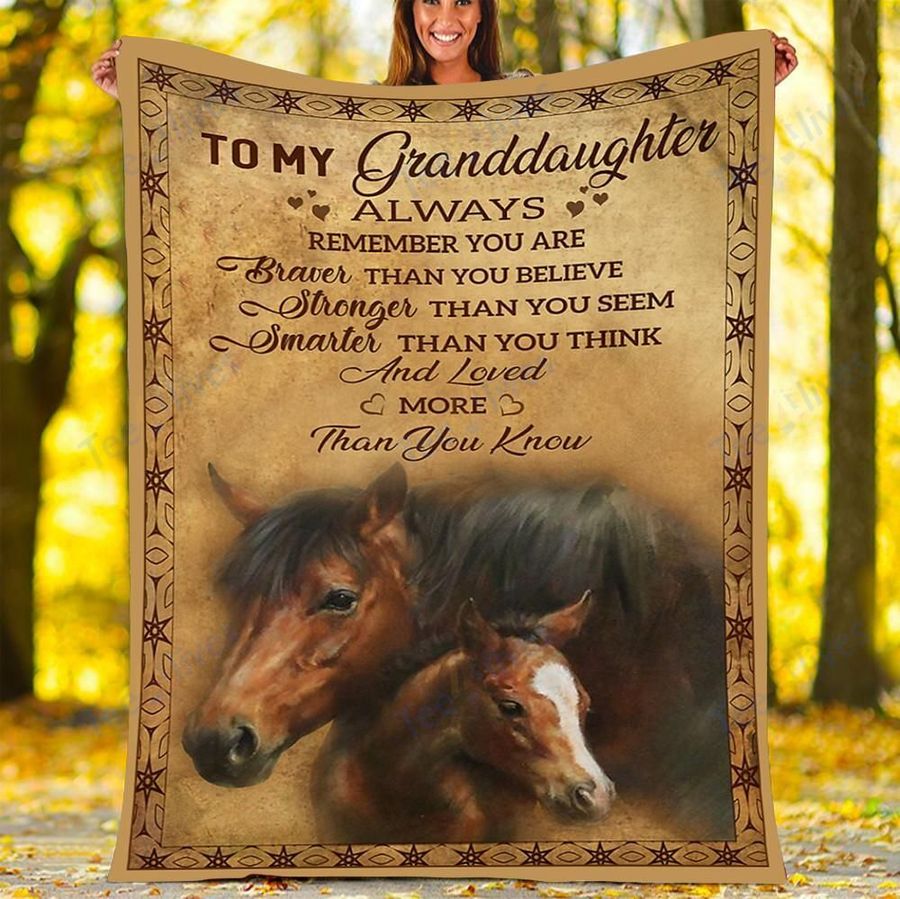 Custom Blanket Horse To My Granddaughter-Best Gift For Granddaughter-Sherpa Blanket TA
