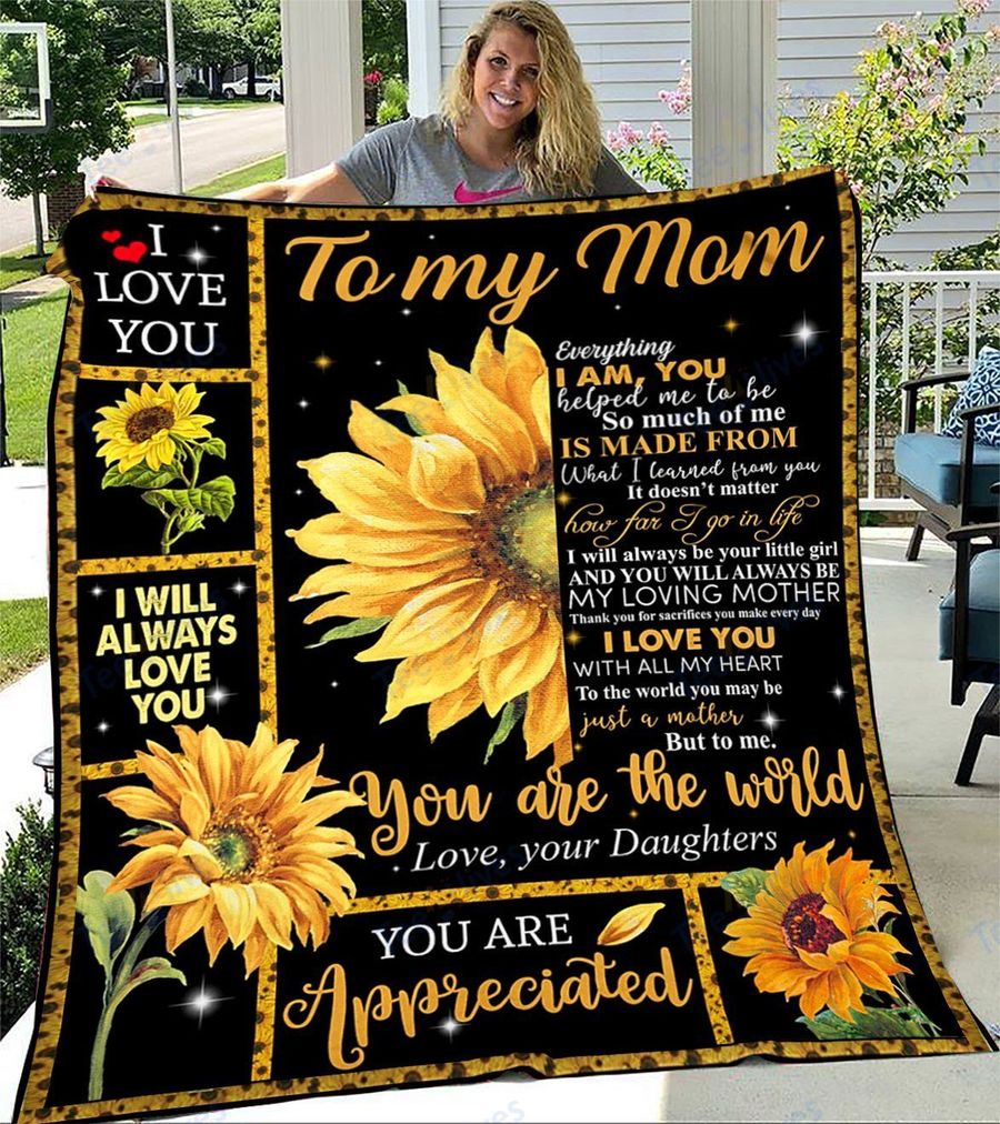 Custom Blanket Sunflower To My Mom -Best Gift For Mom Mother -Sherpa Blanket TA