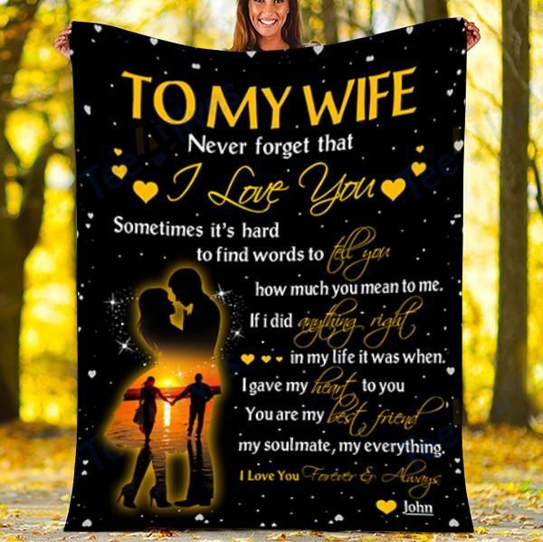 Custom Blanket To My Wife-Best Gift For Wife-Sherpa Blanket TA