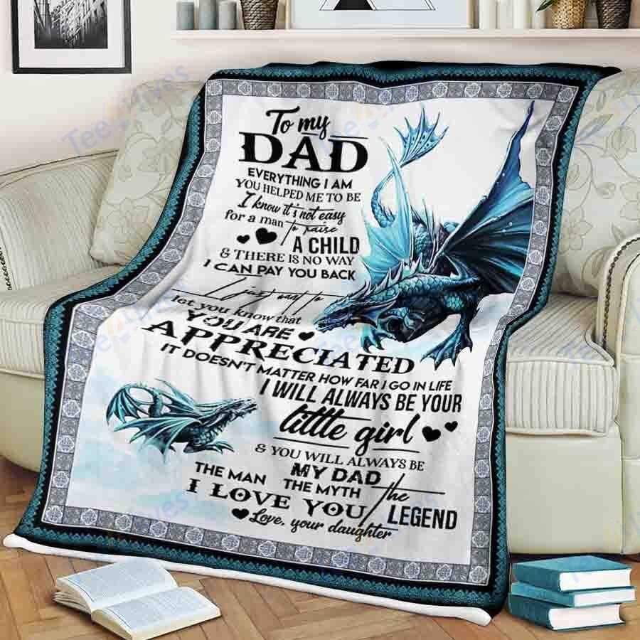 Custom Blanket Dragon To My Dad -Best Gift For Dad Father -Sherpa Blanket TA