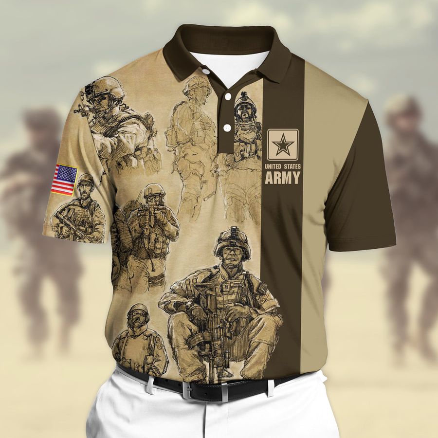 Premium Unique US Veteran Polo All Over Printed Shirt Special Gift