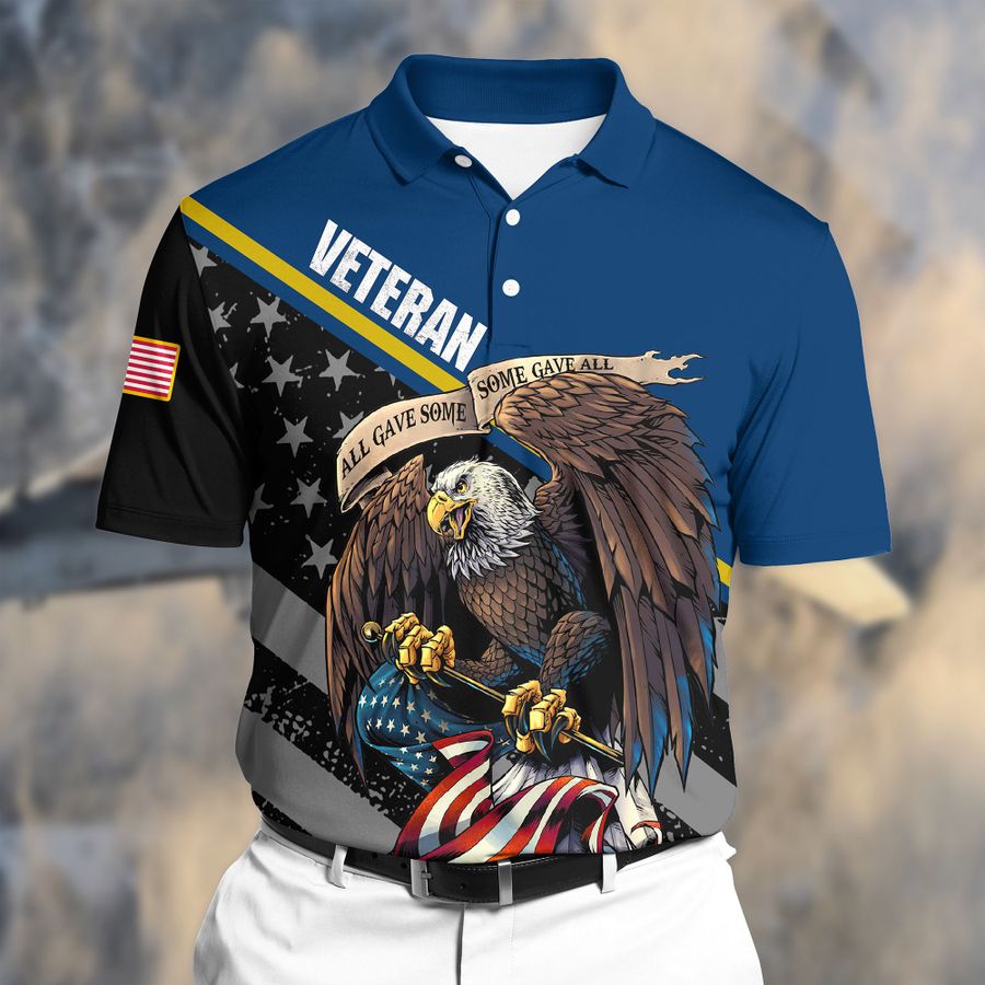 Premium Unique Veterans Polo Shirts Ultra Soft And Comfort Blue All Over Print