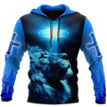 God and Lion Blue Cross - Christian - 3D All Over Printed Style for Men and Women