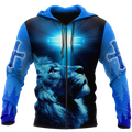 God and Lion Blue Cross - Christian - 3D All Over Printed Style for Men and Women