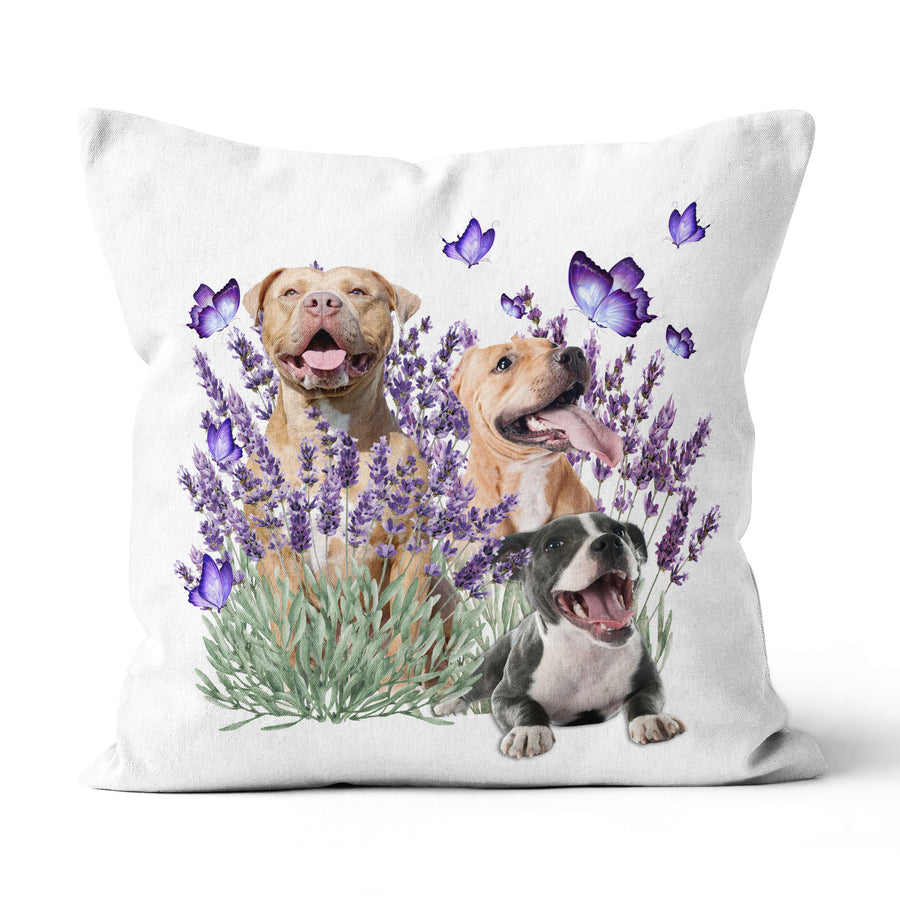 Home Decor Canvas Throw Pillow Purple Pillow Pitbull Dog Best Gift Family
