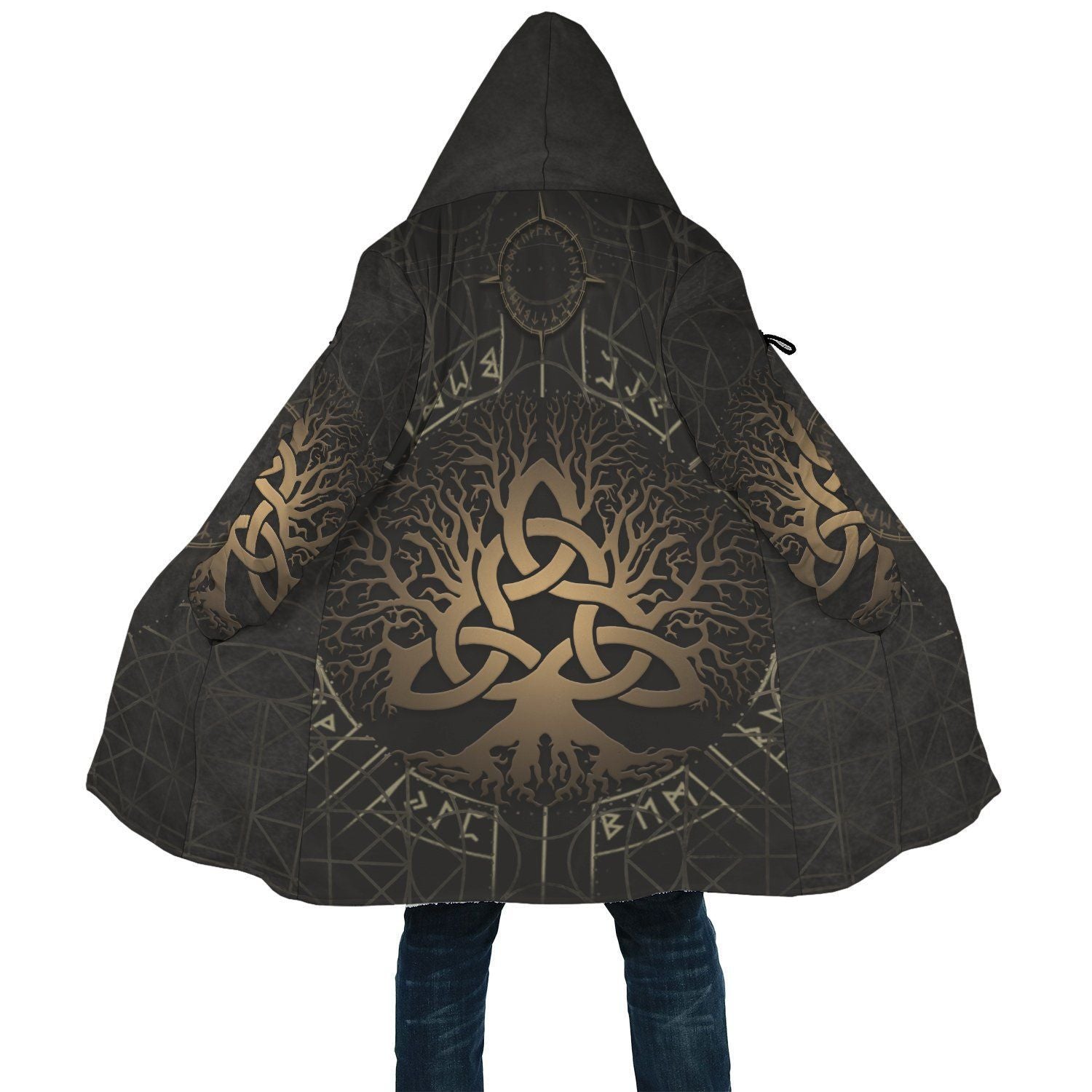 1stIceland Viking Hooded Cloak, Yggdrasil Helm Of Awe Rune Circle K7 - Amaze Style™-ALL OVER PRINT CLOAKS (W)