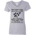 Once upon a time there was a girl who really loved dogs and tattoos shirts-Apparel-CustomCat-G500VL Gildan Ladies' 5.3 oz. V-Neck T-Shirt-Sport Grey-S-Vibe Cosy™