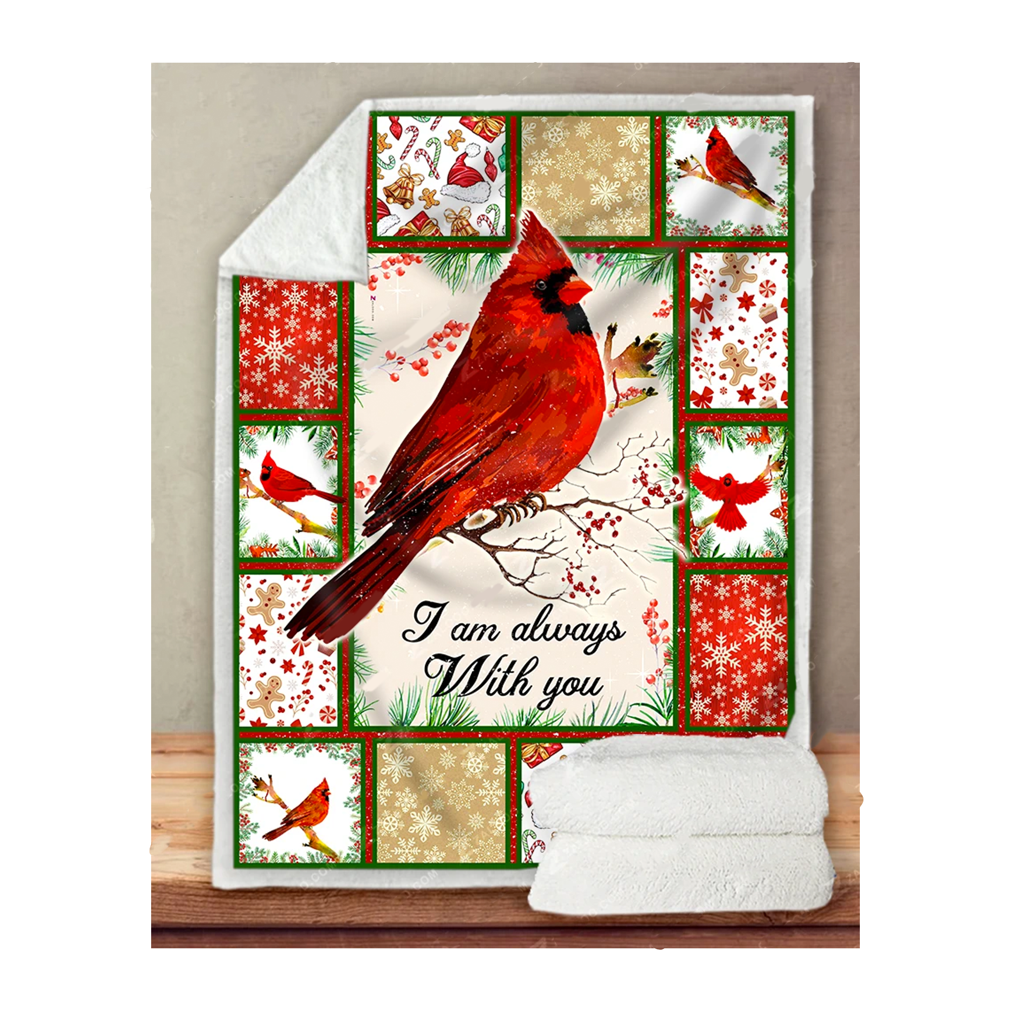 Custom Blanket Cardinal I Am Always With You Christmas Gift Sherpa Blanket HC
