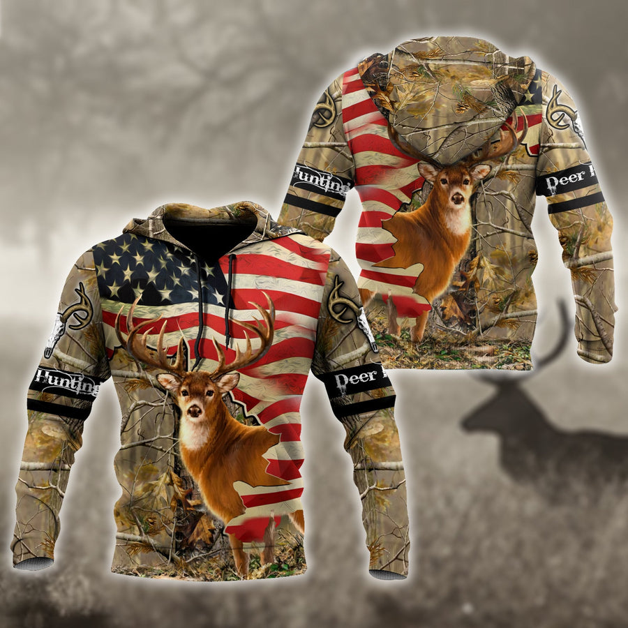Deer Hunting America Flag 3D All Over Printed Shirts HHT11092032-LAM