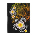 Polynesian Tattoo Pattern Turtle And Frangipani Sherpa Blanket ML