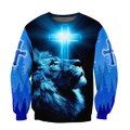 God and Lion Blue Cross - Christian - 3D All Over Printed Style for Men and Women