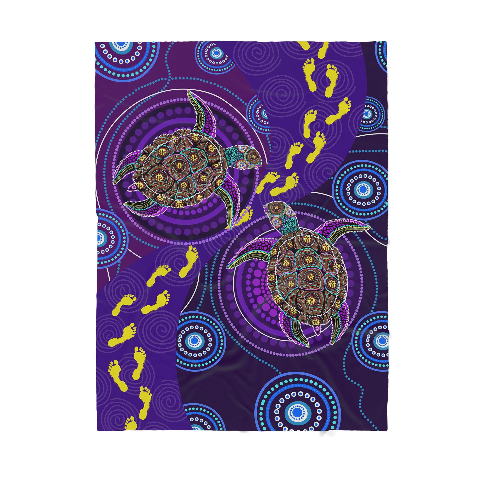 Australian Pattern Aboriginal Purple Turtles Sherpa Blanket HC