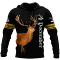 Premium December Deer Customize Name 3D All Over Printed Shirts