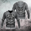 Mechanic Skull 3D All Over Printed Hoodie For Men and Women TN