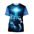 God and Lion Blue Cross - Christian - 3D All Over Printed Style for Men and Women