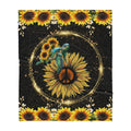 Custom Blanket Hippie Turtle Sunflower Sherpa Blanket MEI