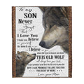 To My Son Wolf Sherpa Blanket TN