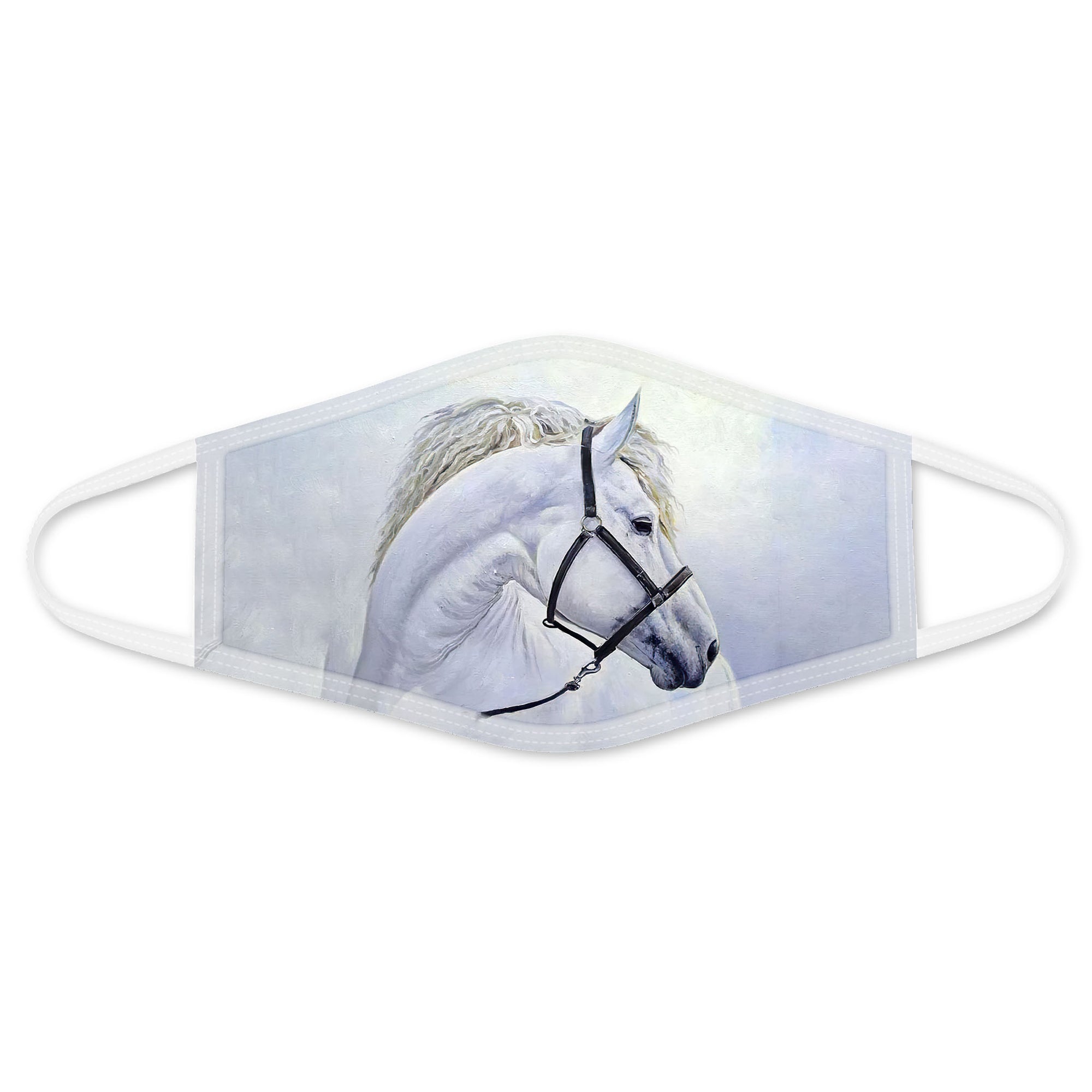 White Horse Face Mask DL - Horse Themed Face Mask