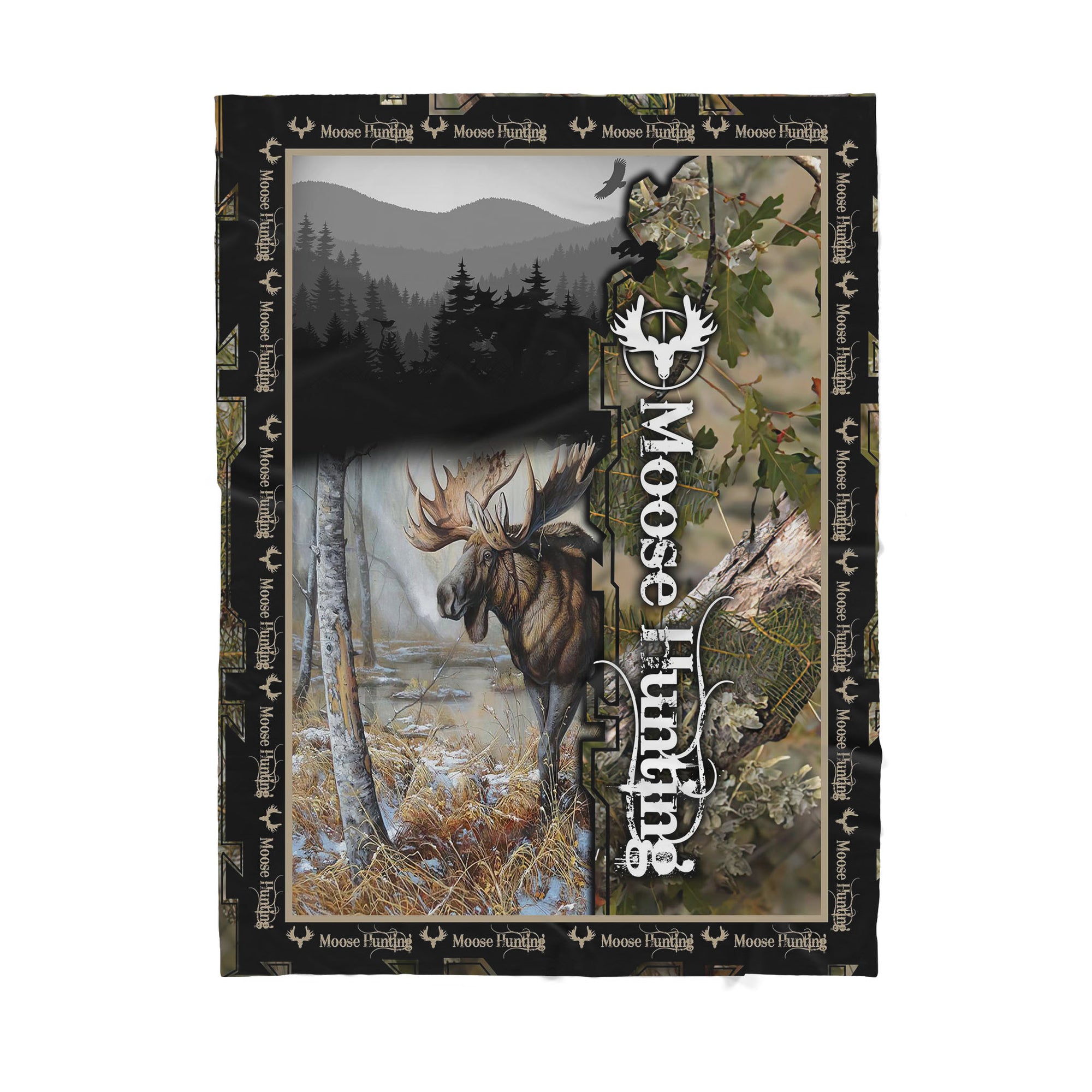 Custom Blanket Moose Hunting - Sherpa Blanket DL