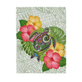 Hibiscus Flower Turtle Polynesian Sherpa Blanket ML