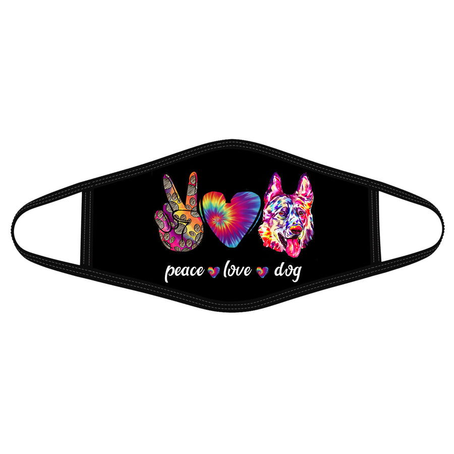 Peace Love Dog German Shepherd Hippie Face Mask DL