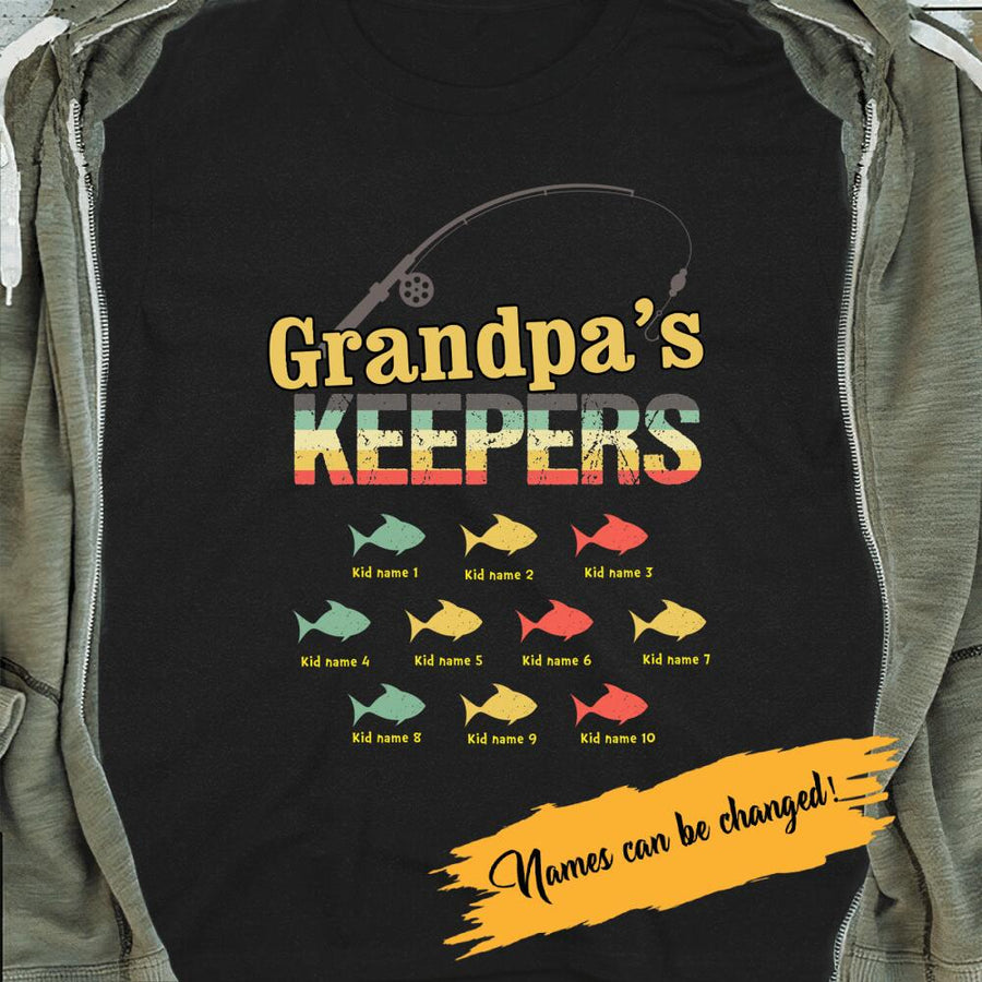 Personalized Gift Grandpa's Keepers Fishing T-shirt Father's Day