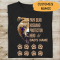 Papa Bear Husband Protector Hero Personalized T-shirt Father Gift For Dad