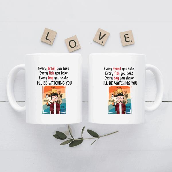 Every Fish You Bake, Personalized Mug Gift for Dad and Cat Lovers