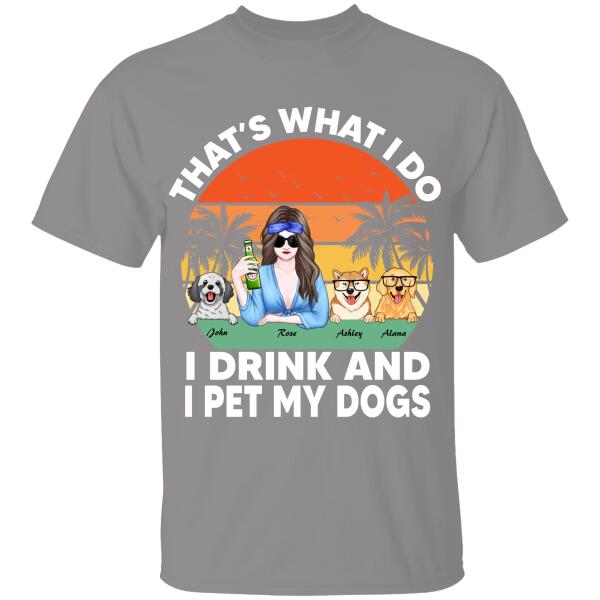 A Girl Drinking With Funny Dogs Personalized T-Shirt, Mug, Special Gifts For Dogs And Hippie Lovers