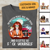Hippie Girl with Dog Personalized T-Shirt, Mug, Special Gifts For Dog and Hippie Lovers