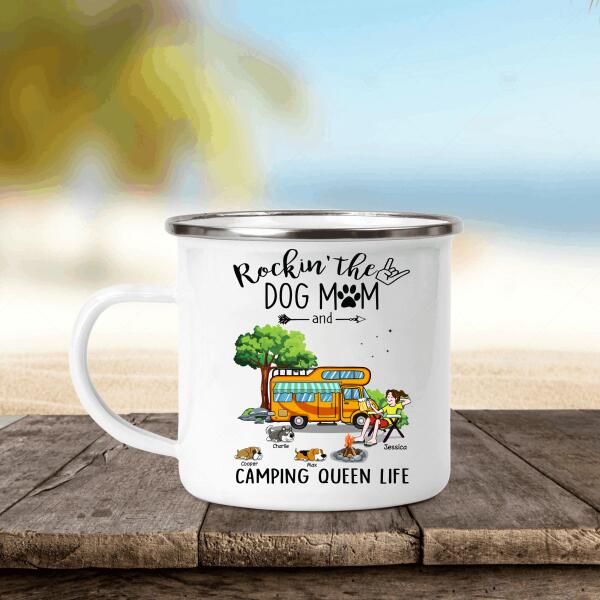 Rockin The Dog Mom And Camping Queen Life Personalized T-shirt Best Gift For Dog Lover Best Friends