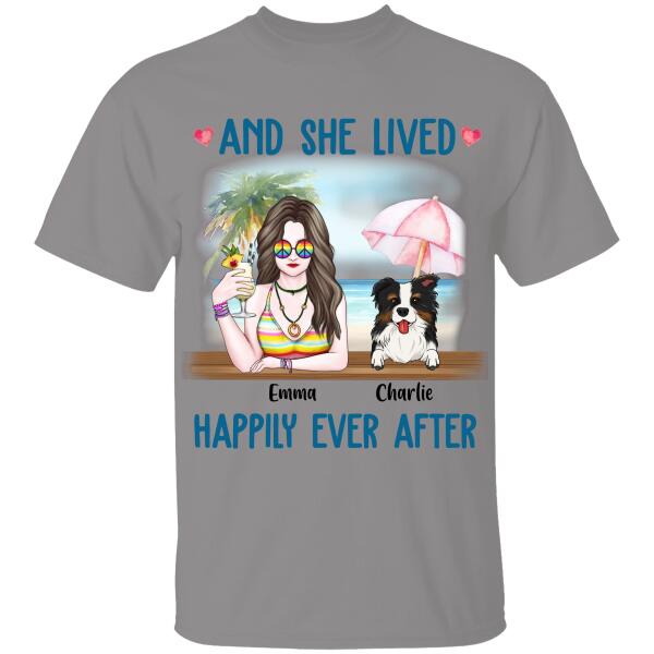 And She Lived Happily Ever After Persoanlized T-shirt Hippie Style Amazing Gift For Dog Lover