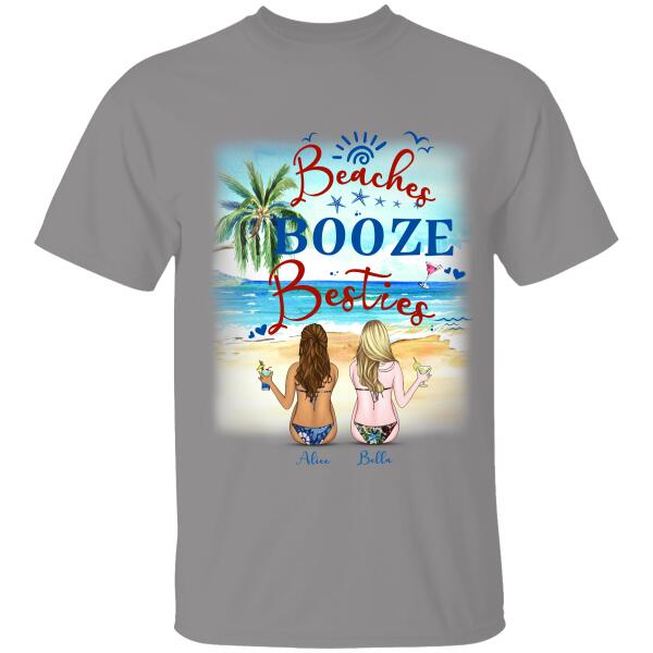 Beaches Booze Besties Personalized T-shirt, Mug, Canvas Throw Pillow, Blanket, Poster, Best Gifts For Friends