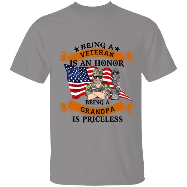 Being A Veteran Is An Honor Being A Grandpa Is Priceless Personalized T-shirt, Mug, Best Gifts For Veterans Day