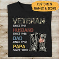 Veteran Husband Dad Papa Personalized T-shirt For Papa Dad Grandpa