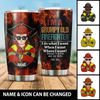 I'm A Grumpy Old Firefighter I Gotta Ask My Wife Personalized Tumbler, Best Gift For Firefighter
