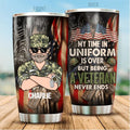 My Time In Uniform Is over But Being A Veteran Never Ends Personalized Tumbler, Best Gift For Veterans Day