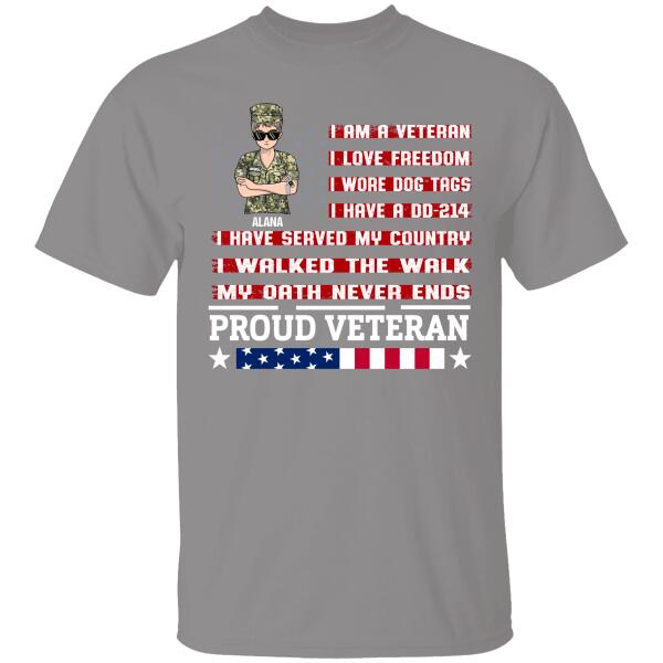 I Am Veteran I Love Freedom I Wore Dog Tags Pesonslized T-shirt For Mom Mama Grandma Amazing Gift