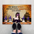 The Wicked Witch And Her Little Monsters Live Here Personalized Welcome Doormat, Best Gift For Home Decoration
