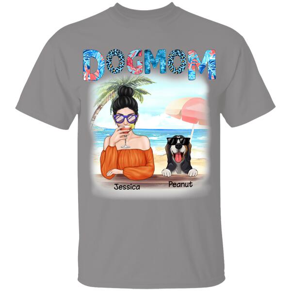 Dog Mom On The Beach Personalized T-shirt For Dog Lover Mother