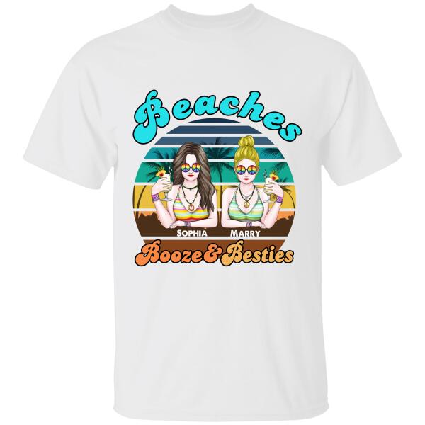 Beaches Booze & Besties Personalized T-shirt Amazing Gift For Friend