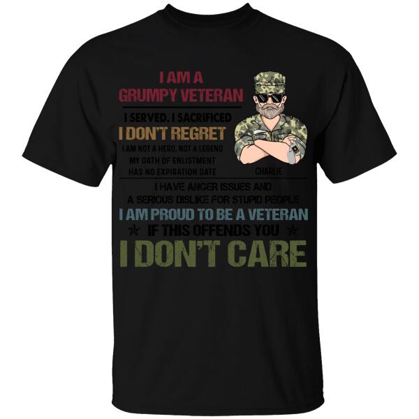 I'm A Grumpy Veteran Personalized T-shirt For Dad Papa Grandpa