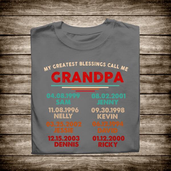 Greatest Blessing Grandpa Personalized T-Shirt Father's Day