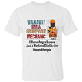 Walk Away I'm A Grumpy Old Mechanic I Have Anger Issue And a Serious Dislike for Stupid People Personalized T-shirt, Best Gift For Mechanic