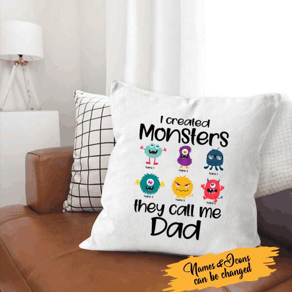 I Created Monsters, They Called Me Dad Personalized Canvas Throw Pillow