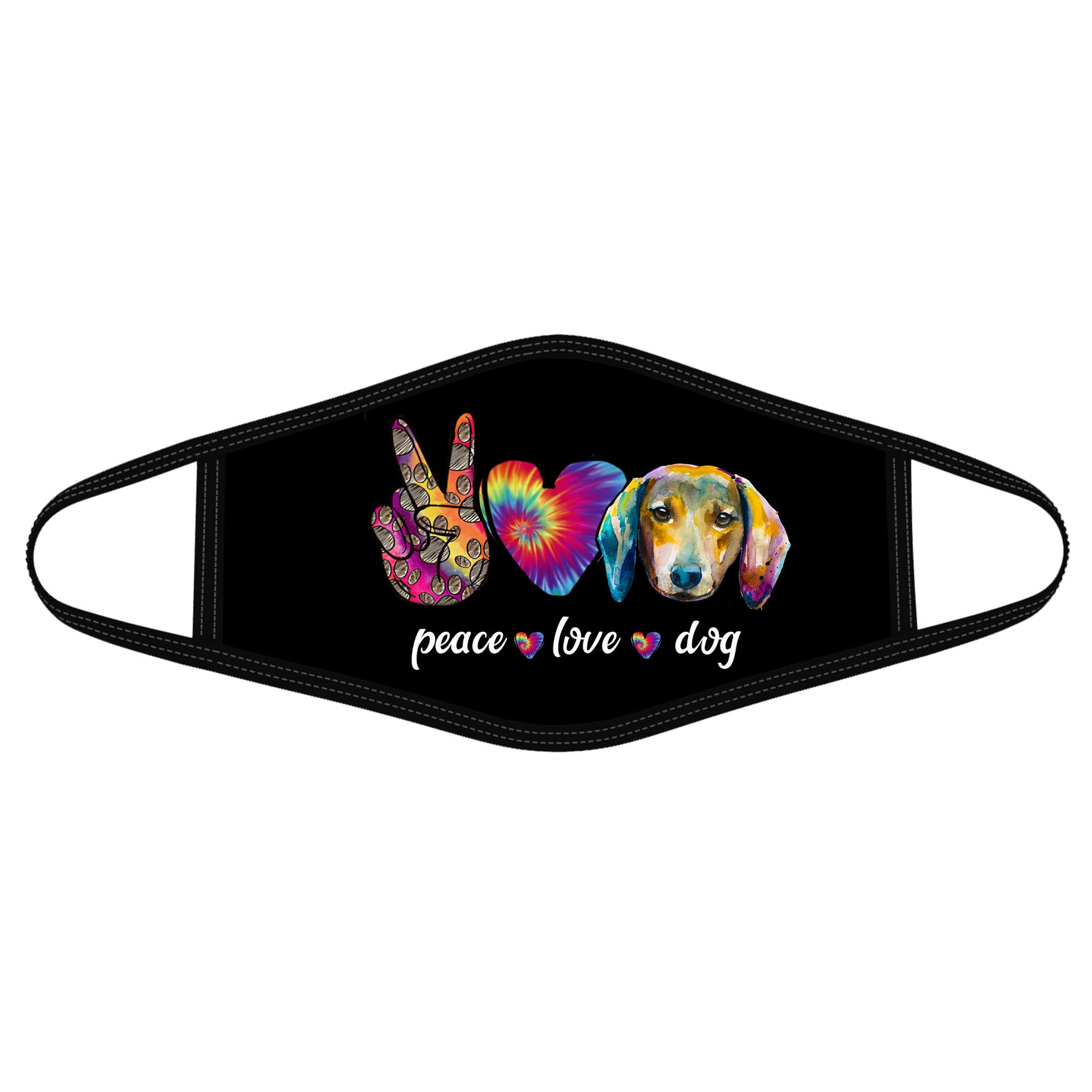 Peace Love Dog Hippie Dachshund Face Mask DL