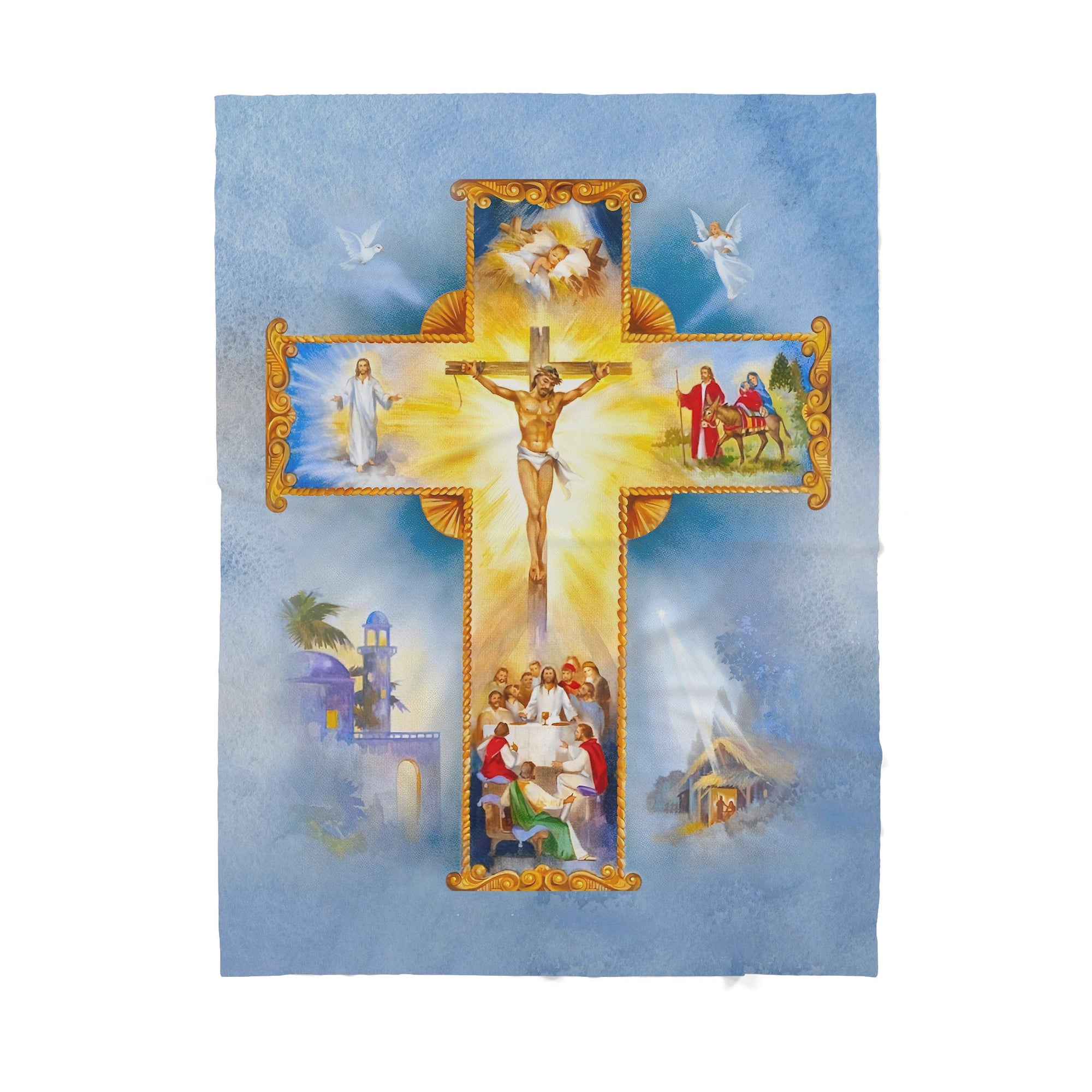 Premium Christian Jesus Cross Blanket - Best gift for Christian - sherpa blanket TT